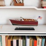 Nautimall 10" Wooden Speedboat Model - Burgundy