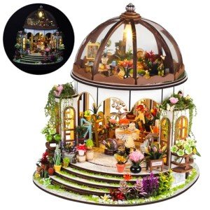 Miniature Wooden Garden House Kit with Lights
