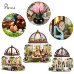 Miniature Wooden Garden House Kit with Lights