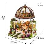 Miniature Wooden Garden House Kit with Lights