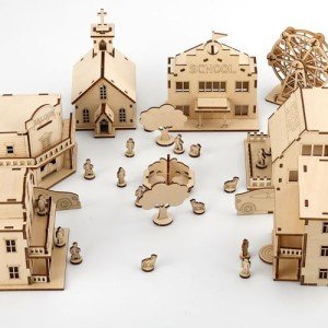 Retro Town 3D Wooden Puzzles for Adults