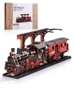 DIY Wooden Train Puzzle Kit for Creative Minds