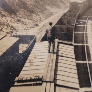 Vintage 1930s Man on Train Original Photo