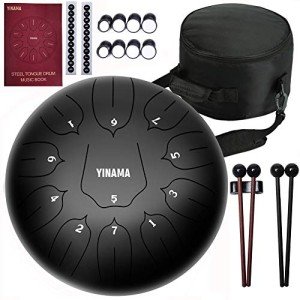 Yinama 10-Inch Steel Tongue Drum with 11 Notes