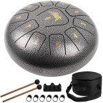 10-Inch Steel Tongue Drum with Mallets & Accessories