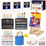 Ultimate 122PCS Painting Supplies with Easel & Canvases