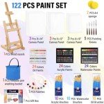 Ultimate 122PCS Painting Supplies with Easel & Canvases