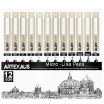 ARTEXAUS Micro Fineliner Pens - 12 Assorted Sizes
