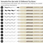 ARTEXAUS Micro Fineliner Pens - 12 Assorted Sizes