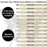 ARTEXAUS Micro Fineliner Pens - 12 Assorted Sizes