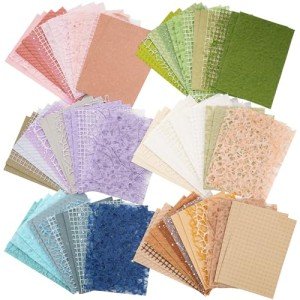 Variety Pack of Textured Scrapbook Paper – 96 Sheets