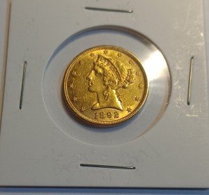 1892 S $5 Liberty Head Gold Half Eagle Coin