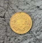 1922-B Swiss 20 Francs Helvetia Gold Coin
