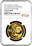 1987 China 1 oz Gold Panda Medal NGC PF69