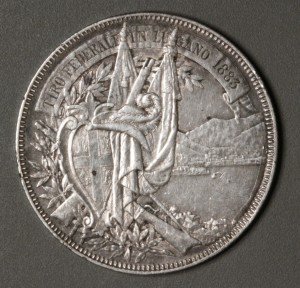 1883 Switzerland Lugano Shooting Festival 5 Francs