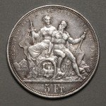 1883 Switzerland Lugano Shooting Festival 5 Francs