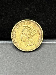 1855 Uncirculated Three Dollar Indian Gold Coin