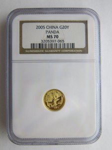 2005 China Gold Panda Coin 1/20 oz NGC MS70