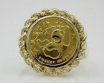 China Panda Coin 14k Yellow Gold Ring