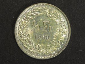 1960 Swiss 1/2 Franc Gold Coin