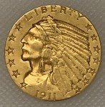 1911 $5 Indian Head Gold Coin