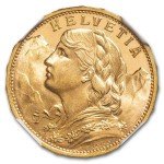 1930-B Switzerland Gold 20 Franc Coin MS-65