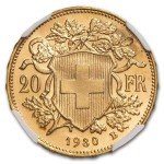 1930-B Switzerland Gold 20 Franc Coin MS-65