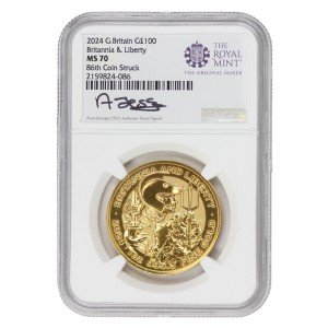 2024 £100 Gold Britannia & Liberty Coin NGC MS70