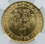 1939 Lucerne Antique Swiss 100 Francs Coin