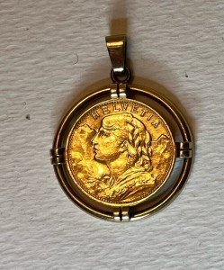Swiss 20 Francs Gold Coin with Pendant Mount