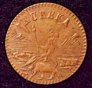 1885 California Gold Charm - Rare Arms Design