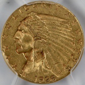 1926 Indian Head $2.5 Gold Quarter Eagle Coin
