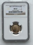 1886 Switzerland Gold 20 Franc Coin - MS 62