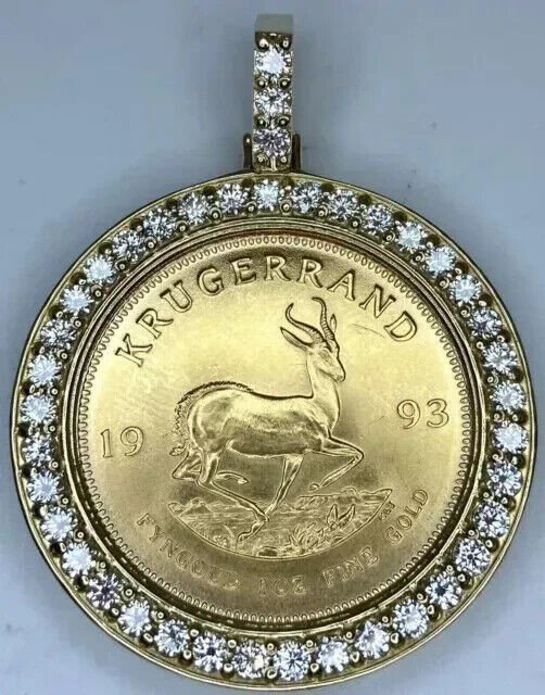 South Krugerrand Pendant with Lab-Created Diamond