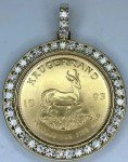 South Krugerrand Pendant with Lab-Created Diamond