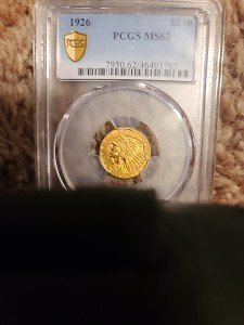 1926 $2.50 Gold Indian Head Coin PCGS MS62