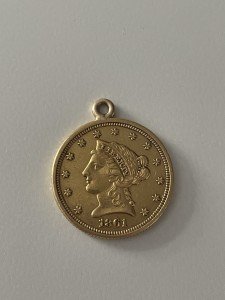 1861 US Gold Quarter Eagle Civil War Coin