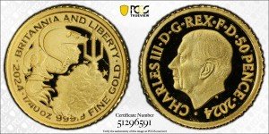 2024 PCGS 50p Britannia & Liberty Gold Coin