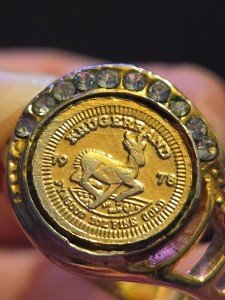 Women's Krugerrand Coin & Diamond Ring Size 7