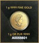 2021 Canada 1g 24K Gold Maple Leaf Coin