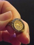 Women's Krugerrand Coin & Diamond Ring Size 7