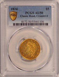 1834 $5 Classic Head Gold Half-Eagle Coin