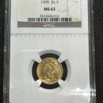 1905 Gold Quarter Eagle Coin - $2.5 Liberty