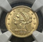 1905 Gold Quarter Eagle Coin - $2.5 Liberty