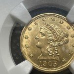 1905 Gold Quarter Eagle Coin - $2.5 Liberty