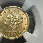 1905 Gold Quarter Eagle Coin - $2.5 Liberty