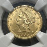 1905 Gold Quarter Eagle Coin - $2.5 Liberty