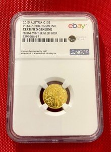 2015 Austria Gold Philharmonic 1/10 oz Coin