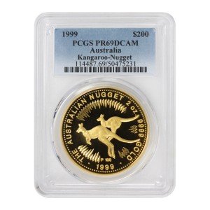 1999 Australia 2 Oz $200 Gold Kangaroo Coin