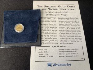 2002 Kangaroo Nugget Coin with Authenticity Certificate